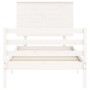 Estructura de cama con cabecero madera maciza blanco 100x200 cm de vidaXL, Camas y somieres - Ref: Foro24-3195212, Precio: 12...