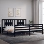 Estructura de cama con cabecero madera maciza negro 200x200 cm de vidaXL, Camas y somieres - Ref: Foro24-3194595, Precio: 174...
