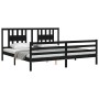 Estructura de cama con cabecero madera maciza negro 200x200 cm de vidaXL, Camas y somieres - Ref: Foro24-3194595, Precio: 174...