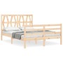 Estructura de cama con cabecero madera maciza 140x200 cm de vidaXL, Camas y somieres - Ref: Foro24-3194376, Precio: 132,25 €,...