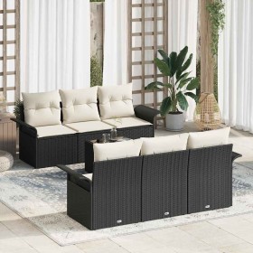 Conjunto de sofá de jardín 7 pcs Negro ratán sintético en Sofás de exterior | Comprar online en Foru.es