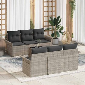 Conjunto de sofá de jardín 7 pcs Gris Claro ratán sintético en Sofás de exterior | Comprar online en Foru.es