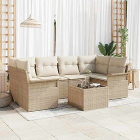 Conjunto de sofá de jardín 7 pcs Beige Poliratán en Sofás de exterior | Comprar online en Foru.es
