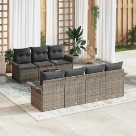 Conjunto de sofá de jardín con cojín 8 pcs Gris ratán sintético en Sofás de exterior | Comprar online en Foru.es
