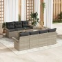 Conjunto de sofá de jardín 8 pcs Gris Claro ratán sintético en Sofás de exterior | Comprar online en Foru.es