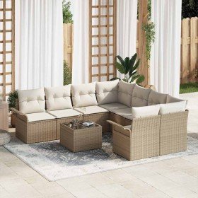 Conjunto de sofá de jardín 9 pcs Beige Poliratán en Sofás de exterior | Comprar online en Foru.es
