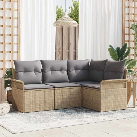Conjunto de sofá de jardín 4 pcs Beige ratán sintético en Sofás de exterior | Comprar online en Foru.es