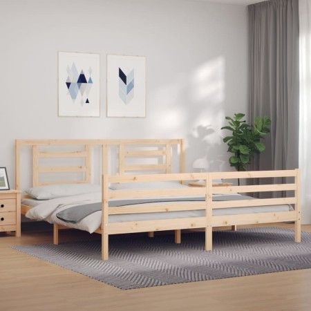 Estructura de cama con cabecero madera maciza 200x200 cm de vidaXL, Camas y somieres - Ref: Foro24-3194721, Precio: 144,16 €,...