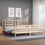 Estructura de cama con cabecero madera maciza 200x200 cm de vidaXL, Camas y somieres - Ref: Foro24-3194721, Precio: 144,16 €,...