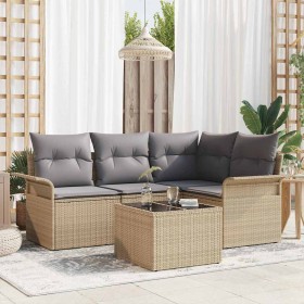 Conjunto de sofá de jardín 5 pcs Beige ratán sintético en Sofás de exterior | Comprar online en Foru.es