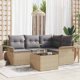 Conjunto de sofá de jardín 5 pcs Beige ratán sintético en Sofás de exterior | Comprar online en Foru.es