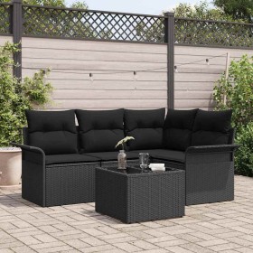 Conjunto de sofá de jardín 5 pcs Negro ratán sintético en Sofás de exterior | Comprar online en Foru.es