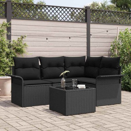 Conjunto de sofá de jardín 5 pcs Negro ratán sintético en Sofás de exterior | Comprar online en Foru.es