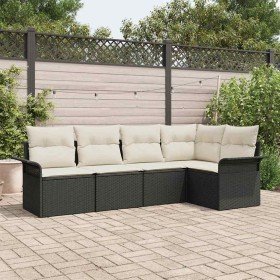 Conjunto de sofá de jardín Manual 5 pcs Negro ratán sintético en Sofás de exterior | Comprar online en Foru.es
