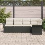 Conjunto de sofá de jardín Manual 5 pcs Negro ratán sintético en Sofás de exterior | Comprar online en Foru.es