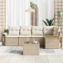 Conjunto de sofá de jardín Manual 6 pcs Beige ratán sintético en Sofás de exterior | Comprar online en Foru.es