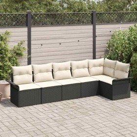 Conjunto de sofá de jardín 6 pcs Negro ratán sintético en Sofás de exterior | Comprar online en Foru.es