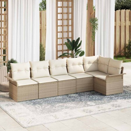 Conjunto de sofá de jardín 6 pcs Beige ratán sintético en Sofás de exterior | Comprar online en Foru.es