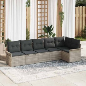 Conjunto de sofá de jardín 6 pcs Gris Claro ratán sintético en Sofás de exterior | Comprar online en Foru.es
