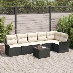 Conjunto de sofá de jardín 7 pcs Negro ratán sintético en Sofás de exterior | Comprar online en Foru.es