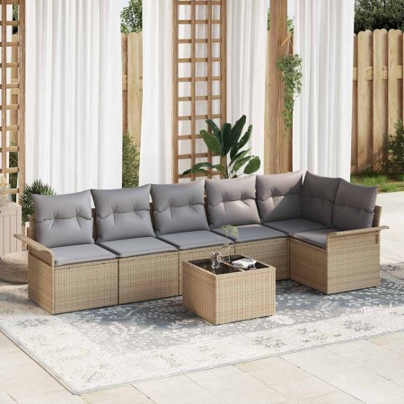Conjunto de sofá de jardín 7 pcs Beige ratán sintético en Sofás de exterior | Comprar online en Foru.es