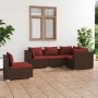 Set sofás de jardín 5 piezas y cojines ratán sintético marrón de vidaXL, Conjuntos de jardín - Ref: Foro24-3102315, Precio: 4...