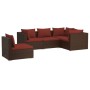 Set sofás de jardín 5 piezas y cojines ratán sintético marrón de vidaXL, Conjuntos de jardín - Ref: Foro24-3102315, Precio: 4...