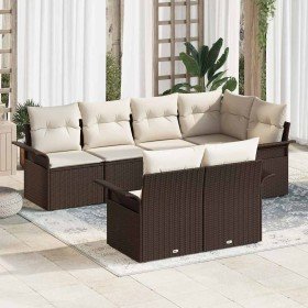 Conjunto de sofá de jardín 7 pcs Marrón ratán sintético en Sofás de exterior | Comprar online en Foru.es