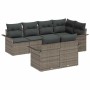 Conjunto de sofá de jardín con cojín 7 pcs Gris ratán sintético en Sofás de exterior | Comprar online en Foru.es
