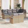 Conjunto de sofá de jardín 7 pcs Beige ratán sintético en Sofás de exterior | Comprar online en Foru.es