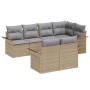 Conjunto de sofá de jardín 7 pcs Beige ratán sintético en Sofás de exterior | Comprar online en Foru.es