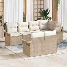 Conjunto de sofá de jardín 7 pcs Beige ratán sintético en Sofás de exterior | Comprar online en Foru.es
