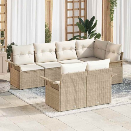 Conjunto de sofá de jardín 7 pcs Beige ratán sintético en Sofás de exterior | Comprar online en Foru.es