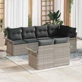 Conjunto de sofá de jardín 7 pcs Gris Claro ratán sintético en Sofás de exterior | Comprar online en Foru.es