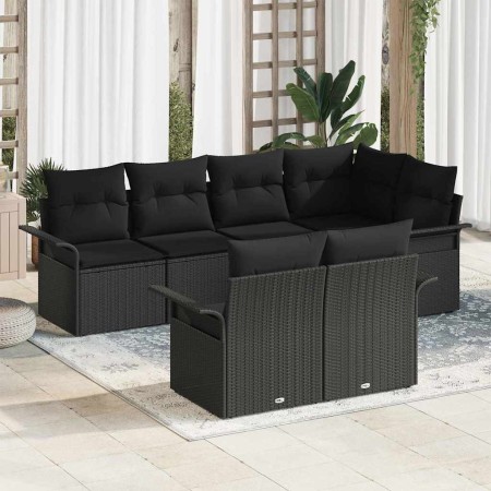 Conjunto de sofá de jardín 7 pcs Negro ratán sintético en Sofás de exterior | Comprar online en Foru.es