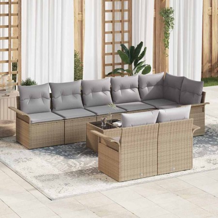 Conjunto de sofá de jardín con cojín 9 pcs Beige Poliratán en Sofás de exterior | Comprar online en Foru.es