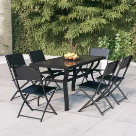 Juego de comedor de jardín 7 piezas con cojines gris y negro de vidaXL, Conjuntos de jardín - Ref: Foro24-3102924, Precio: 35...