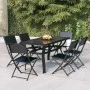 Juego de comedor de jardín 7 piezas con cojines gris y negro de vidaXL, Conjuntos de jardín - Ref: Foro24-3102924, Precio: 35...