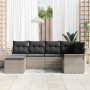 Conjunto de sofá de jardín 6 pcs Gris Claro ratán sintético en Sofás de exterior | Comprar online en Foru.es