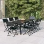 Juego de comedor de jardín 9 piezas gris y negro de vidaXL, Conjuntos de jardín - Ref: Foro24-3102921, Precio: 453,08 €, Desc...