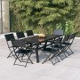 Juego de comedor de jardín 9 piezas gris y negro de vidaXL, Conjuntos de jardín - Ref: Foro24-3102921, Precio: 460,67 €, Desc...