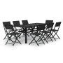 Juego de comedor de jardín 9 piezas gris y negro de vidaXL, Conjuntos de jardín - Ref: Foro24-3102921, Precio: 460,67 €, Desc...