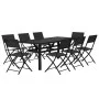 Juego de comedor de jardín 9 piezas gris y negro de vidaXL, Conjuntos de jardín - Ref: Foro24-3102921, Precio: 453,08 €, Desc...