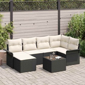 Conjunto de sofá de jardín 7 pcs Negro ratán sintético en Sofás de exterior | Comprar online en Foru.es