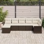 Conjunto de sofá de jardín 7 pcs Marrón ratán sintético en Sofás de exterior | Comprar online en Foru.es