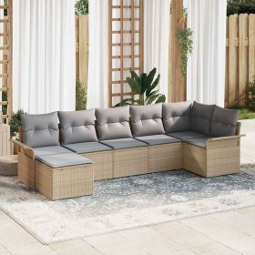 Conjunto de sofá de jardín 7 pcs Beige ratán sintético en Sofás de exterior | Comprar online en Foru.es
