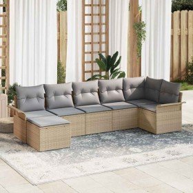 Conjunto de sofá de jardín 7 pcs Beige ratán sintético en Sofás de exterior | Comprar online en Foru.es