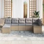 Conjunto de sofá de jardín 7 pcs Beige ratán sintético en Sofás de exterior | Comprar online en Foru.es