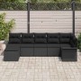 Conjunto de sofá de jardín con cojín 7 pcs Negro Poliratán en Sofás de exterior | Comprar online en Foru.es