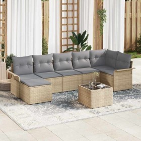 Conjunto de sofá de jardín con cojín 8 pcs Beige Poliratán en Sofás de exterior | Comprar online en Foru.es